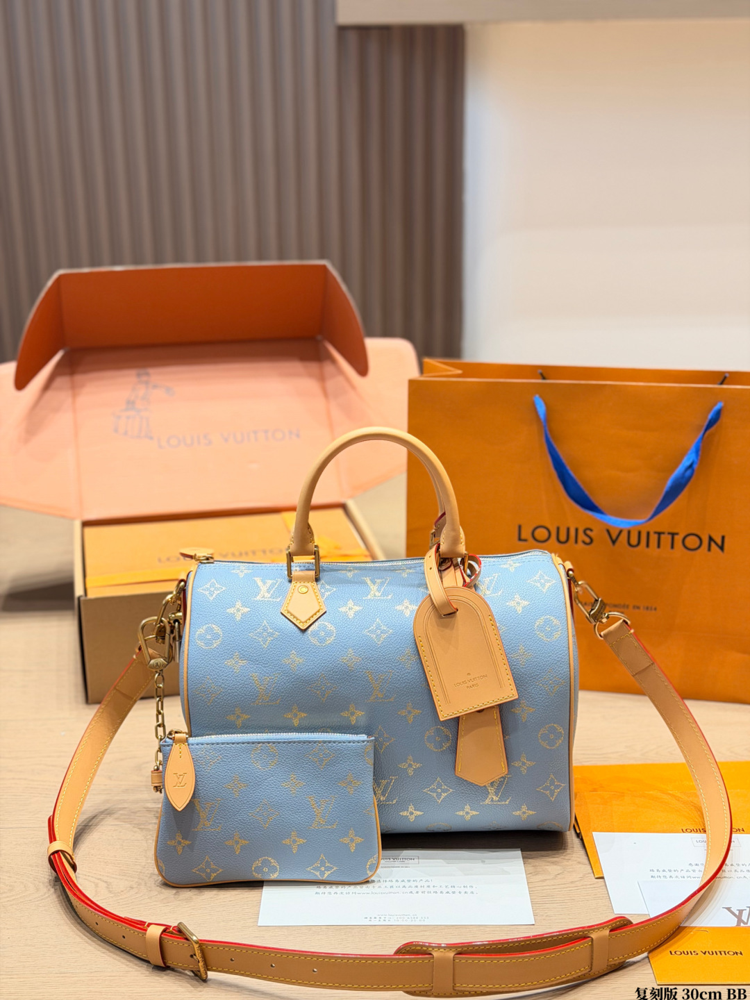 LV Speedy P34 Handbag Monogram Canvas Cowhide Leather 4